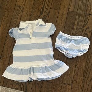 Ralph Lauren Blue and White Striped Diaper Cover Set